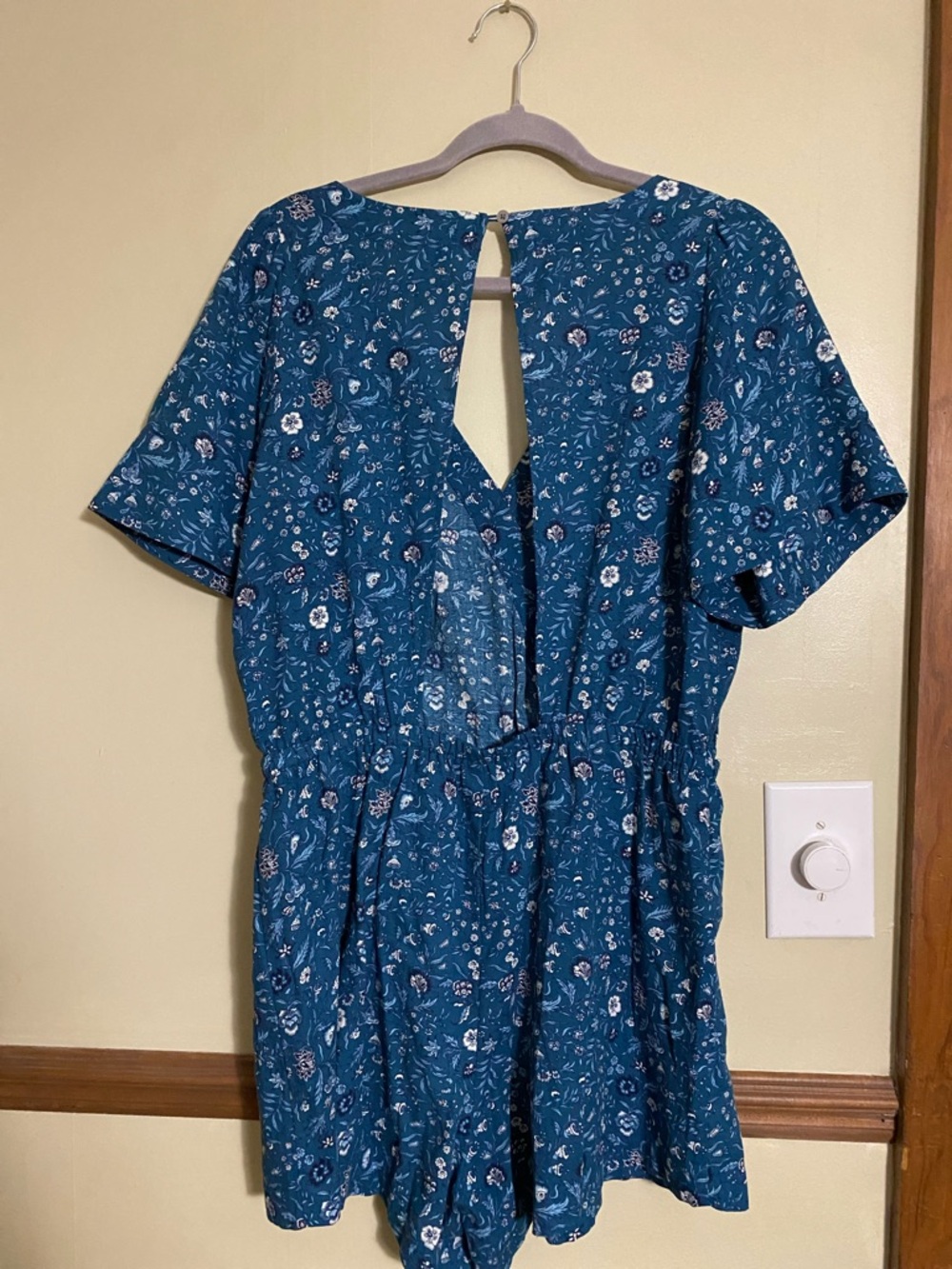LOFT Teal Floral V-Neck Romper - Picture 5 of 5